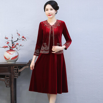 婚礼妈妈装高档礼服夏季蕾丝两件套喜婆婆婚宴装秋冬装丈母娘妈妈高贵