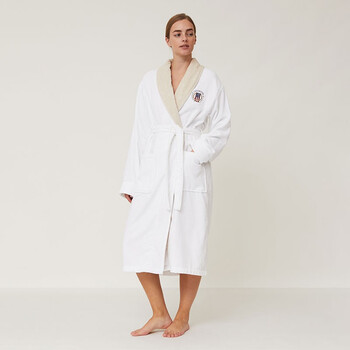 lexington浴袍女纯棉浴衣中长款舒适睡衣家居服白色割绒浴衣s