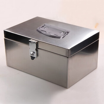 乐盒带锁不锈钢盒子长方形家用零钱盒摆摊放钱的收纳盒可上锁的小箱子