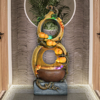 翠佳大型落地式葫芦客厅办公室家居装饰品养鱼池招财风水轮鱼缸创意