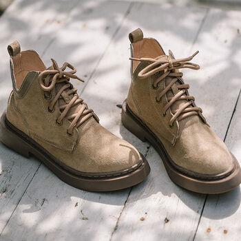 马丁靴女英伦风秋季2021新款秋百搭厚底机车靴子短靴帅气大码42卡其色