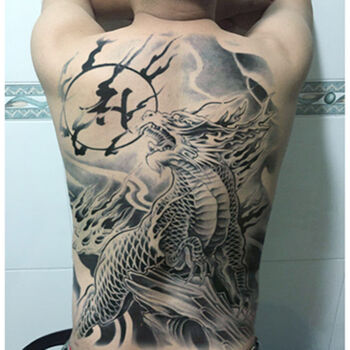 满背纹身贴大图满背纹身图贴防水男女背部赵云鲤鱼美女仿真刺青 一张
