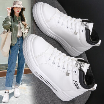 百林猴高帮鞋女春秋春季新款女鞋真软皮学院风韩版时尚小白鞋百搭板鞋