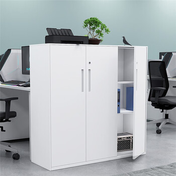 文件柜铁皮柜办公档案资料柜带锁财务凭证柜拆装柜12米长窄边三门矮柜