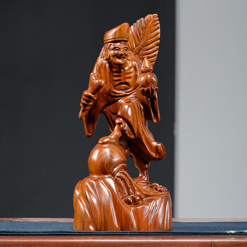 浣彩花梨木雕刻活佛济公摆件济公菩萨佛像祥龙罗汉家居供奉实木雕刻