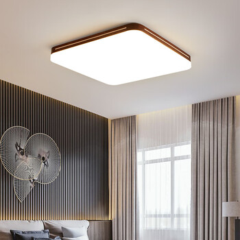 新中式客厅灯简约现代家用原木日式灯具餐厅卧室led吸顶灯单品方形