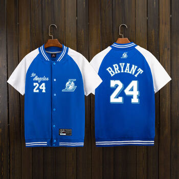 湖人队24号黑曼巴纪念运动短袖外套棒球衫男女春夏季6号james篮球训练