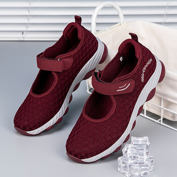 足力健健康中老人女鞋网面夏季妈妈凉鞋中老年方口软底舒适运动老北京