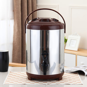 不锈钢奶茶桶保温桶咖啡果汁豆浆桶茶水桶带龙头商用 8升咖啡色