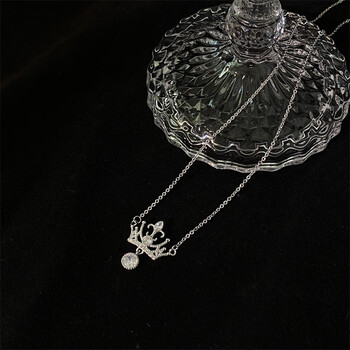 钻文化皇冠项链999银女轻奢小众感设计简约百搭锁骨链送闺蜜礼物 皇冠