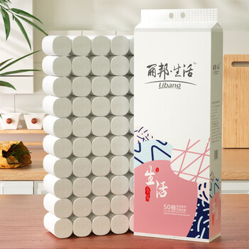 丽邦卫生纸4斤18大卷原生木桨无芯卷纸家用实惠装厕所纸巾50卷