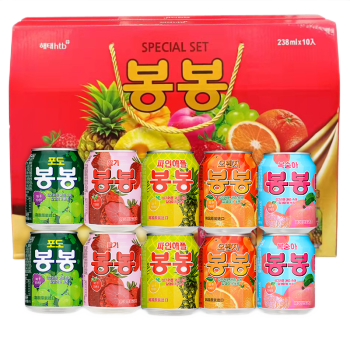 韩国海太饮料果粒果汁葡萄汁饮料238ml12听整箱进口果肉饮料高颜值