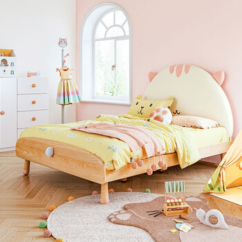 linsy kids 林氏软包女生床卧室儿童床女孩公主床简约少女可爱猫咪