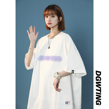 系短袖t恤女设计感小众别致中袖上衣oversize宽松韩版体恤ins潮白色m