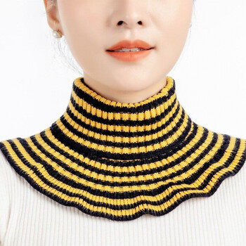 假领子女款新款女套头秋冬保暖护颈椎脖套百搭条纹假领子针织时尚毛线