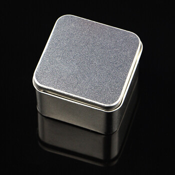 古硕 银色磨砂长方形马口铁盒订制圆形铁盒糖果盒茶叶药膏包装礼盒