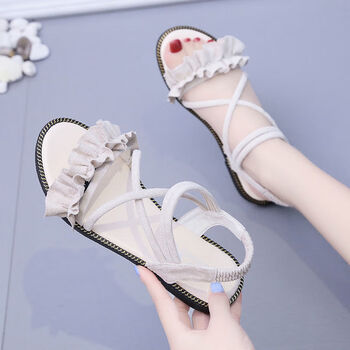 巴布豆bobdog女孩凉鞋1015岁12夏季少女孩夏天平底女生凉鞋11初中小学