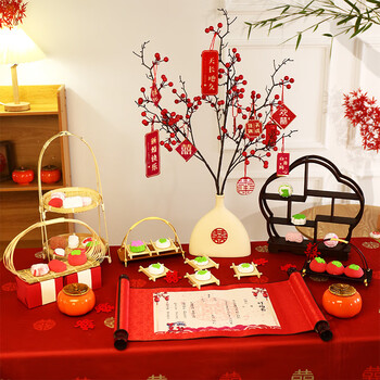 订婚布置摆件干果礼盒 结婚水果摆盘订婚桌子布置甜品台摆件组合干果