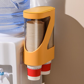 汐一饮水机自动取杯器免打孔挂壁式一次性纸杯架办公室饮水机杯子桶
