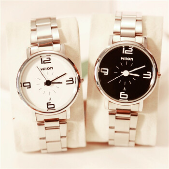 【京东优选】chino wilon情侣手表 时尚女表石英手表简约数字款钢带男