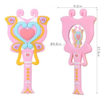 巴拉拉小魔仙卡通手柄化妆镜   日式紫色黑魔仙小月变身器化妆镜团购