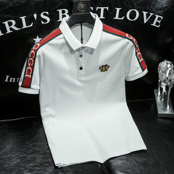 菲乐香港潮牌欧洲站polo衫男士青年小蜜蜂刺绣撞色欧货潮流酷奇半袖有