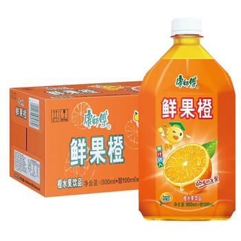 康师傅鲜果橙大瓶装果汁饮料夏季果味饮品1l*6/12瓶夏日饮品1000ml装