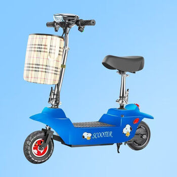 小海豚电瓶车迷你小型电动车女士代步车折叠锂电池电动滑板车 蓝色