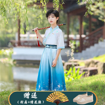 莱鸣汉服男童夏男孩夏季夏款少爷薄款男装儿童中国风古装夏装半袖夏天