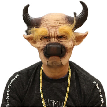 万圣节cos恶搞头盔乳胶头套西游记猪头头套表演道具 西游记牛魔王 加
