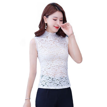 蕾丝小衫假领子新款洋气打底内搭性感抹胸百搭女士上衣q1白色m8095斤