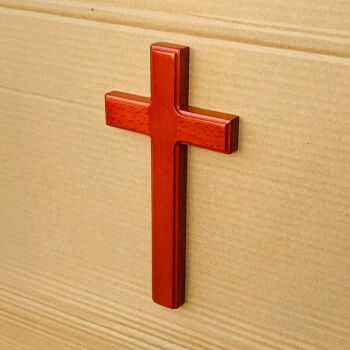 21cm高海棠色基督教手持十字架实木壁挂墙挂件主内礼品摆件