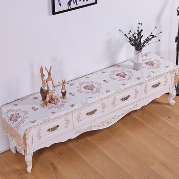 softpro茶几电视柜桌布布艺电视柜布盖布套罩垫防尘罩蕾丝长方形客厅