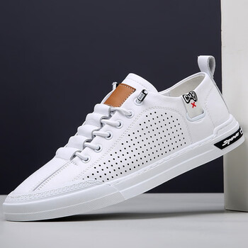 可尼特板鞋男鞋新品休闲平板鞋男网红牛皮小白鞋男士百搭透气休闲潮鞋