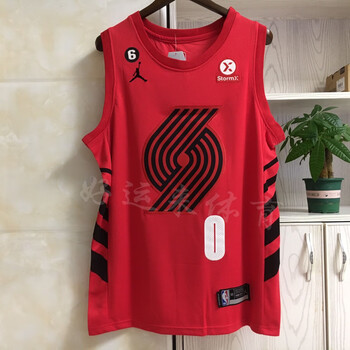 尘鸾赛季开拓者号利拉德球衣篮球服飞人刺绣纪念利拉德红色定制2xl195