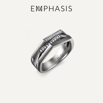 EMPHASIS艾斐诗M「冠」系列18K黑金镶嵌钻石戒指指环93048R 18K黑金 13圈