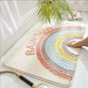 卡通卫生间吸水家用厕所门口洗手间防滑进门卧室地毯彩虹50cm80cm无毛