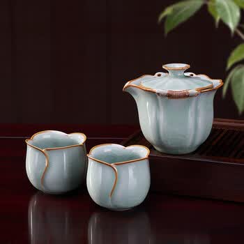 汉唐(hantang)青瓷手抓盖碗 防烫懒人功夫茶具泡茶器大容量便携手抓壶