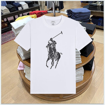 美国保罗polo男装新品rl骑士马球大马标图案刺绣印花纯棉短袖圆领t恤