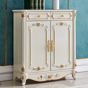 尊范欧式鞋柜家用门口鞋柜实木收纳架简易多层超大容量玄关柜两门两抽