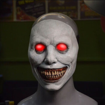 人恐怖面罩绿头鱼女鬼骷髅头血兔子熊鬼脸毒液头套 白色发光恐怖面具
