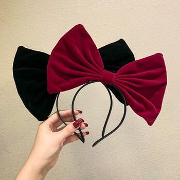 queens jewelry酒红色大蝴蝶结发箍女少女可爱超仙百搭外出新年发卡网