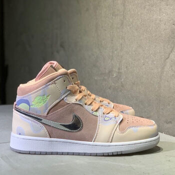 aj运动跑鞋二次元小闪电扣碎黑白熊猫板鞋男鞋女鞋篮球鞋 银粉云朵