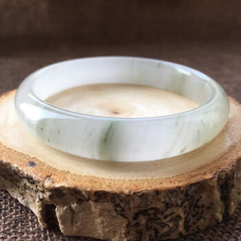 灵玥美玉宝石光高冰天山翠昆仑冰翠手镯翡翠和田玉 4#内径54