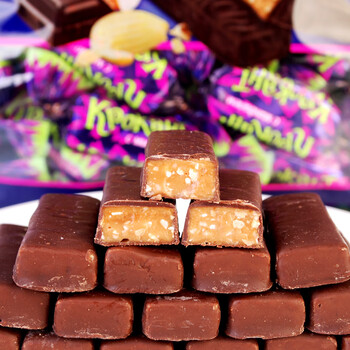 五折俄罗斯紫皮糖kpokaht巧克力糖果喜糖果网红零食品2斤原装紫皮糖1