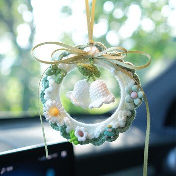 绿色手工编织铃兰花挂件(成品)