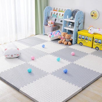 垫爬爬垫拼接地垫睡觉海绵垫小孩地上爬的垫子白色灰色9片装606012cm