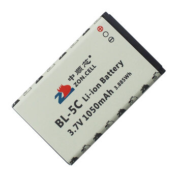 中顺芯 BL-5C铝壳锂离子电池3.7V 户外照明蓝牙插卡音箱玩具学习SUP手游掌机老人手机收音机电子猫眼专用 1050mAh 单只