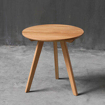 升宜居白橡木小圆茶几北欧边几全实木圆几角几简约客厅茶几咖啡边桌白