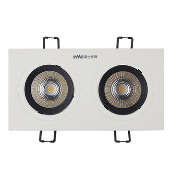 雷士照明(nvc) 双头12w 暖黄 nled542 斗胆灯led格栅射灯嵌入式客厅